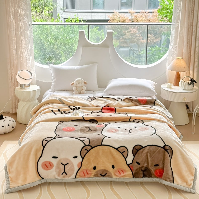 Thickened Raschel Blanket Winter Warm Blanket Flannel Cover Blanket Bed Sheet Double Layer Antistatic Cloud Blanket