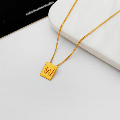 Copper-plated real gold European and American retro simple geometric letter necklace personality trendy necklace net red collarbone chain T547