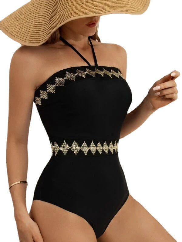 Tamron New Sexy One-Piece Bikini – Solid Color, Strapless Tube Top, Transparent Waist Belt, Triangle Cut, European & American Fashion