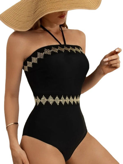 Tamron New Sexy One-Piece Bikini – Solid Color, Strapless Tube Top, Transparent Waist Belt, Triangle Cut, European & American Fashion