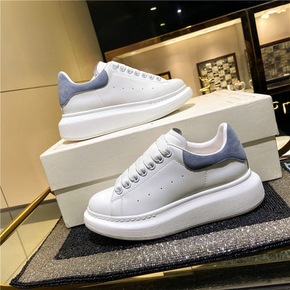 new muffin all-match thick-soled sports McQueen small white shoes women's leather casual shoes women's single shoes large size women's shoes