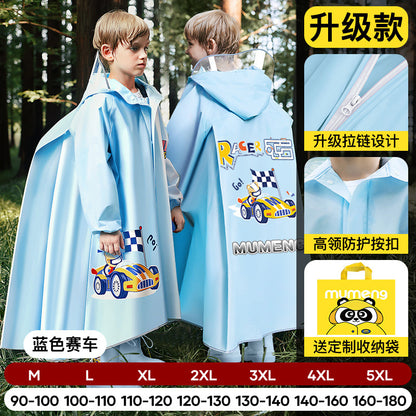Mumeng children's raincoat boy's whole body rainstorm bag seat cycling poncho breathable and wear-resistant school walking raincoat