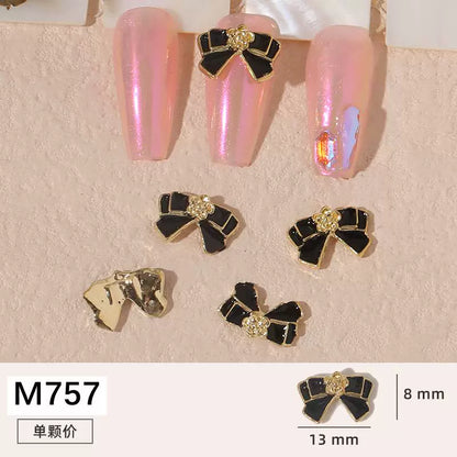 Net red manicure small fragrant wind jewelry love bunny new bow camellia dripping oil nail decoration stickers