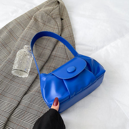 Pure color bag women new trendy Korean version simple shoulder Messenger bag spring and summer new small fresh saddle bag