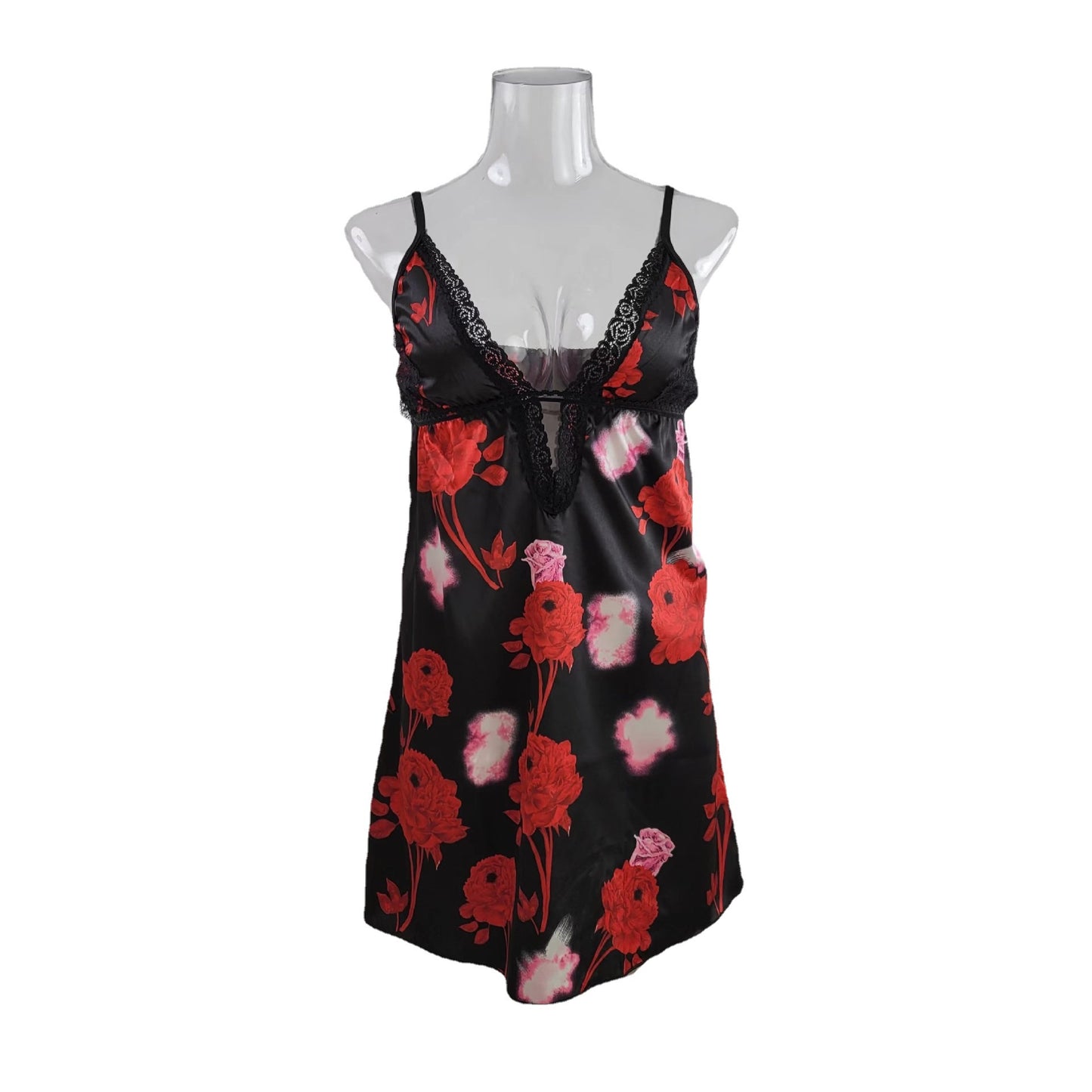 Cross-border exclusively for sexy leopard-print nightdress multi-color satin pajamas women's printed lace suspender skirt backless 098