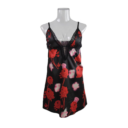 Cross-border exclusively for sexy leopard-print nightdress multi-color satin pajamas women's printed lace suspender skirt backless 098