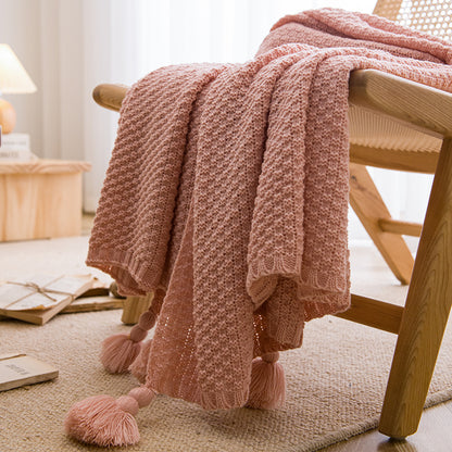 ins style Internet celebrity with the same handmade blanket casual lunch break office tassel sofa blanket simple bed flag bedside blanket