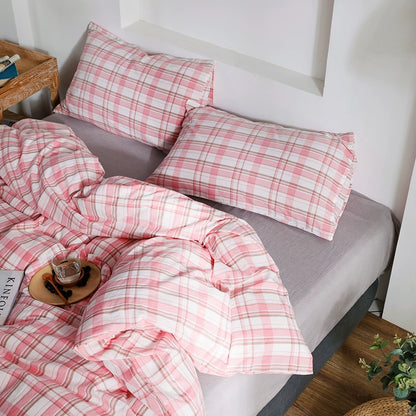 Simple cotton fitted sheet style naked sleeping solid color four-piece set