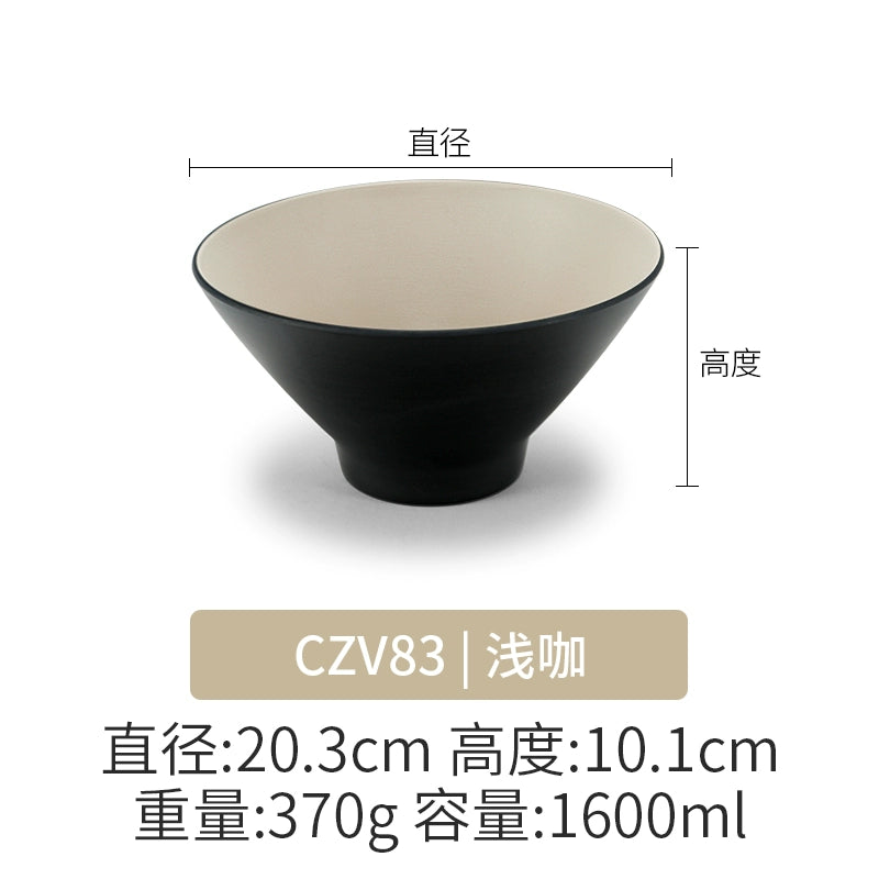 Retro Noodle Shop Imitation Porcelain Two-color Plastic Frosted Bamboo Hat Bowl