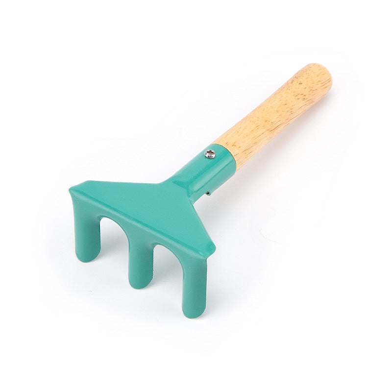 Household gardening tool set: wooden handle garden small shovel beach to catch the sea digging sand flower shovel garden vegetable planting loose soil rake