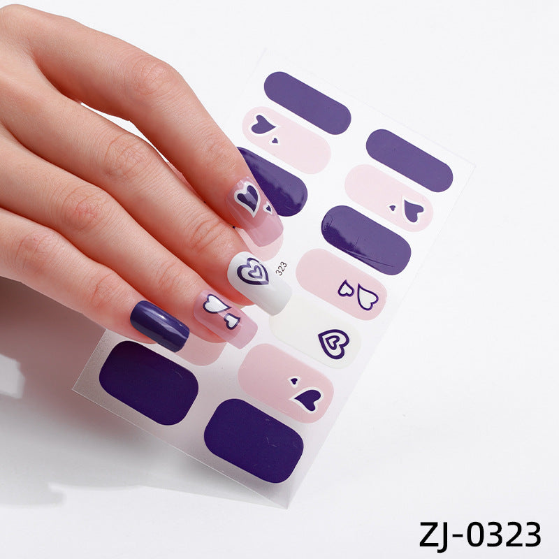 new French manicure stickers full paste ice transparent net red Japanese cartoon nail stickers cute nail polish film