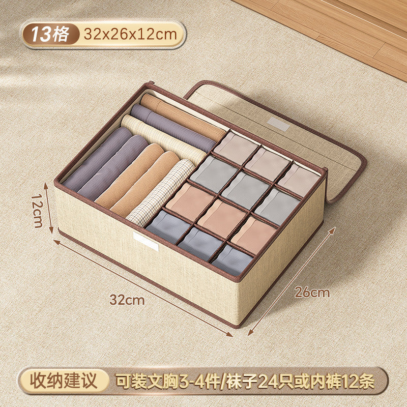 Cotton and linen underwear storage box, home student dormitory, socks and underwear three-in-one drawer separation and organizer box