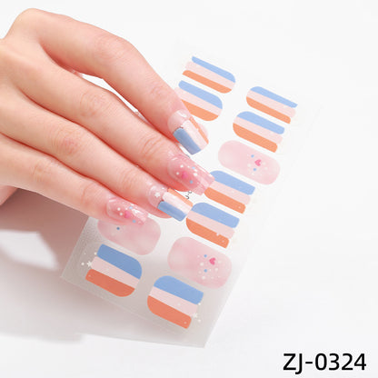 new French manicure stickers full paste ice transparent net red Japanese cartoon nail stickers cute nail polish film
