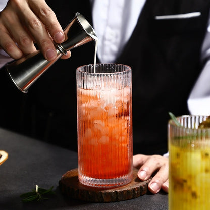 Long drink glasses, bar cocktail glasses, juice cups, drink cups, vertical ins, Internet celebrity cups, water cups, striped glasses