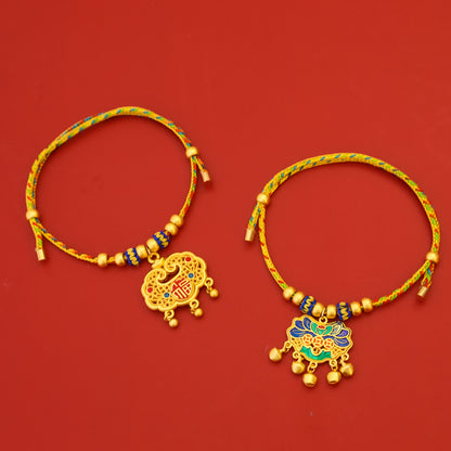 Color Retention Longevity Lock Chinese Style Pet New Year Braided Rope Collar Spring Festival Cat Dog Gold Necklace Ornaments Silent