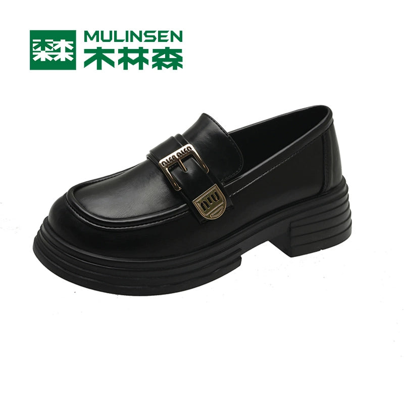 Mulinsen loafers women's new spring commuting soft bottom Japanese single shoes flat bottom British style small leather shoes women