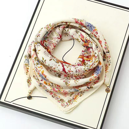 warm square scarf, magnetic buckle, triangle silk scarf, cotton scarf, women's spring, autumn and winter, style scarf, temperament and versatile