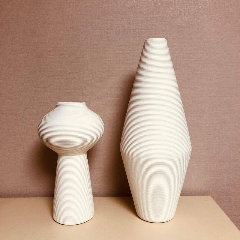 Nordic minimalist home living room flower arrangement decoration ins wabi sabi wind homestay decoration plain embryo striped vase