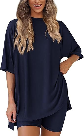 spring/summer European and American new loose fashion solid color casual short-sleeved shorts two-piece set