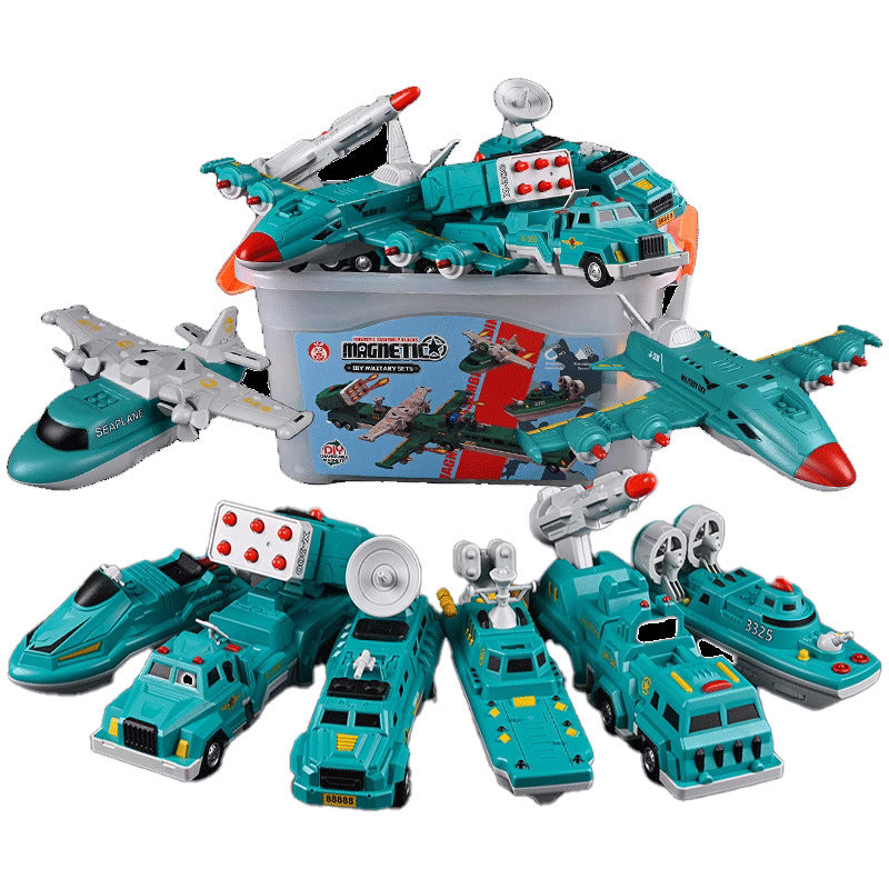 genuine children's magnetic transformer robot diamond building blocks magnetic boy toys magnetic assembly engineering vehicle