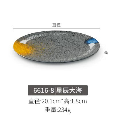 Melamine plate Japanese-style plastic barbecue plate imitation porcelain round flat plate barbecue plate restaurant hot pot tableware dish