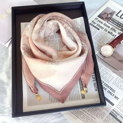 warm square scarf, magnetic buckle, triangle silk scarf, cotton scarf, women's spring, autumn and winter, style scarf, temperament and versatile