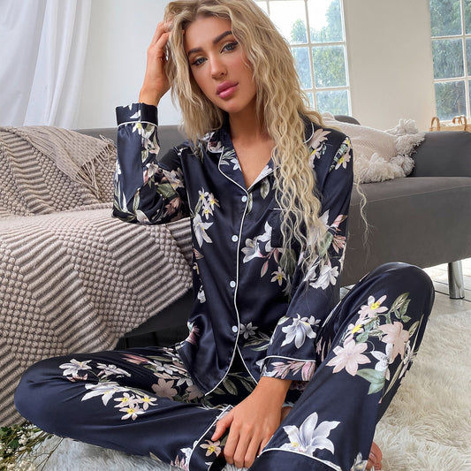 Women's Silk-Feel Striped Lounge Cardigan – Lightweight Lapel Outerwear, Plus Size, Spring/Autumn Fashion