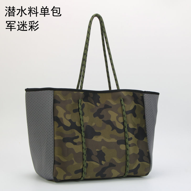 Self-supporting punching diving material beach bag mother bag manufacturer large capacity ladies beach bag