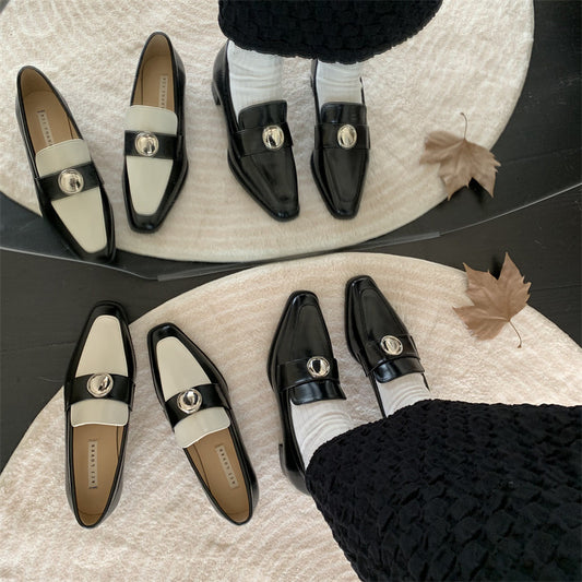 autumn new slip-on loafers trendy pointed toe small leather shoes women's commuting flat bottom temperament all-match single shoes