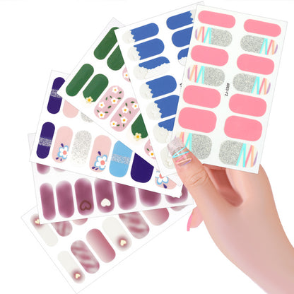 new French manicure stickers full paste ice transparent net red Japanese cartoon nail stickers cute nail polish film