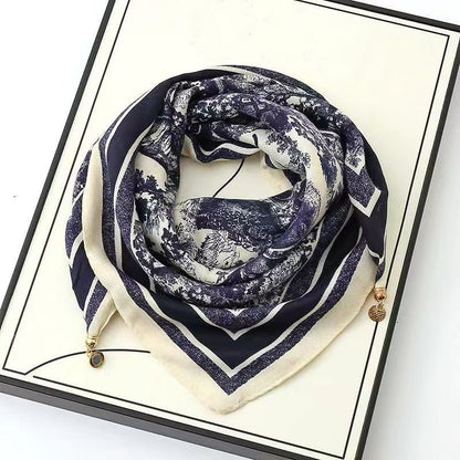 warm square scarf, magnetic buckle, triangle silk scarf, cotton scarf, women's spring, autumn and winter, style scarf, temperament and versatile