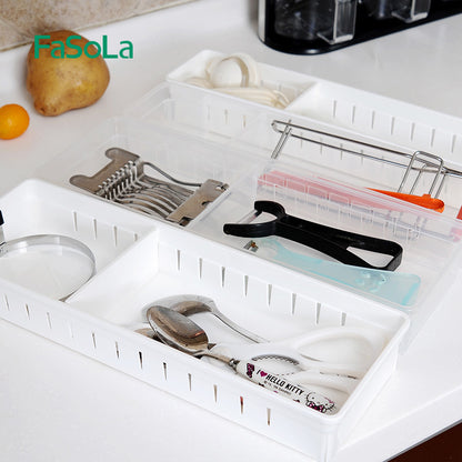FaSoLa Japanese Kitchen Drawer Storage Box Transparent Plastic Cosmetic Coverless Rectangular Classification Storage Box