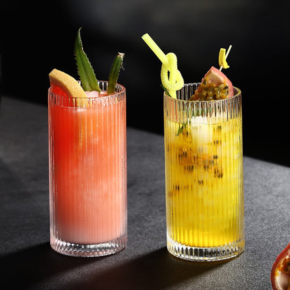 Long drink glasses, bar cocktail glasses, juice cups, drink cups, vertical ins, Internet celebrity cups, water cups, striped glasses