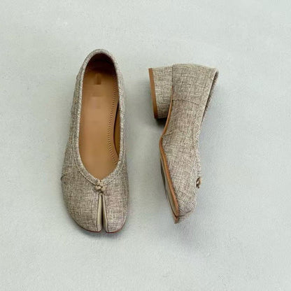 Pure original classic tabi new pleated tabi shoes female leather shallow mouth mid-heel pig's trotter ballet soft leather shoes