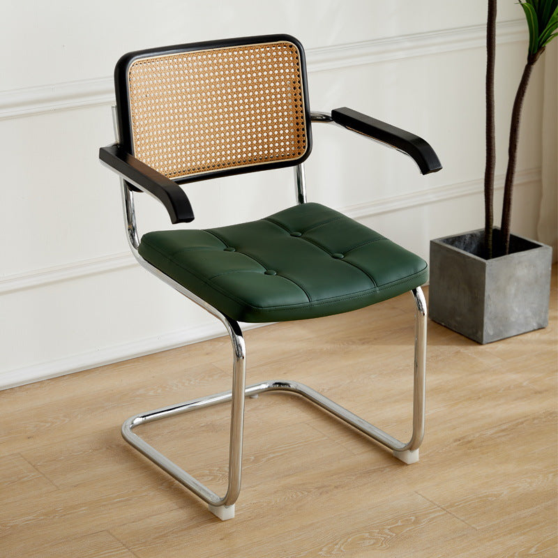 A piece of rattan chair ins wind leather medieval chair retro home rattan dining chair Nordic balcony backrest chair