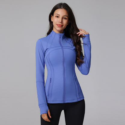 Define yoga wear jacket spring and autumn winter yoga top breathable running fitness stand collar skinny sports coat
