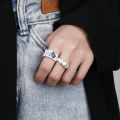 Green Gradual Irregular Opening Ring