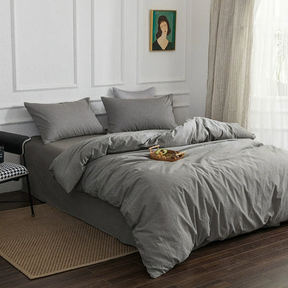 Simple cotton fitted sheet style naked sleeping solid color four-piece set