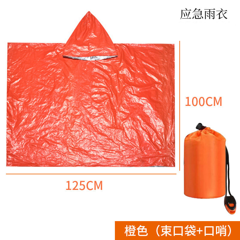 Support cross-border consignment of labeled outdoor emergency sleeping bags, portable survival raincoats, hiking, camping, and thermal insulation raincoats