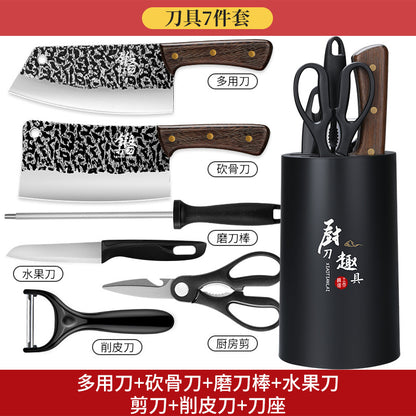 Knives, kitchen supplies, kitchen knives, cutting board sets, household food knives, full sets, Yangjiang forging and bone chopping knives, combination Z