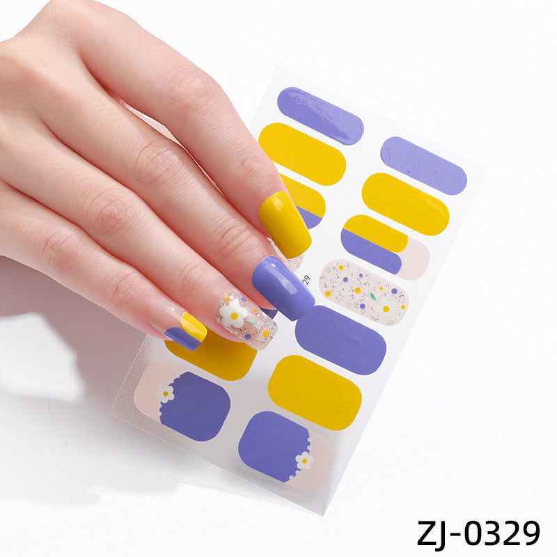 new French manicure stickers full paste ice transparent net red Japanese cartoon nail stickers cute nail polish film