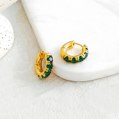 Copper plated gold inlaid earrings