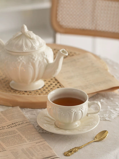 French antique elegant bone porcelain teapot