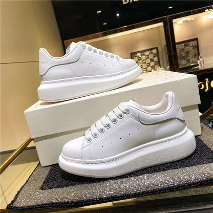 new muffin all-match thick-soled sports McQueen small white shoes women's leather casual shoes women's single shoes large size women's shoes