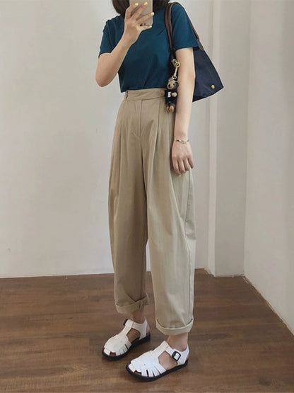 Aki's autumn new product, Japanese khaki pants, women's cover-up, slim, large-size casual design, harem pants