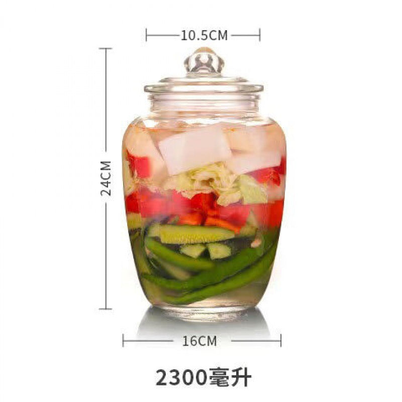 Pickle jar transparent glass jar household pickled sealed jar glass bottle with lid small pickle jar storage jar