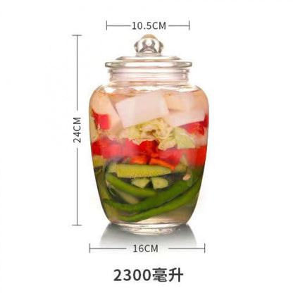Pickle jar transparent glass jar household pickled sealed jar glass bottle with lid small pickle jar storage jar