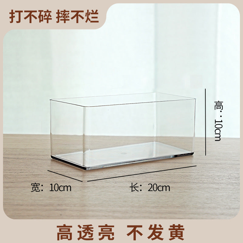 Transparent square jar vase, water culture, green plant, white palm, succulent, square cup, flower arrangement, hydroponic flower pot, tabletop simple ornament, florist