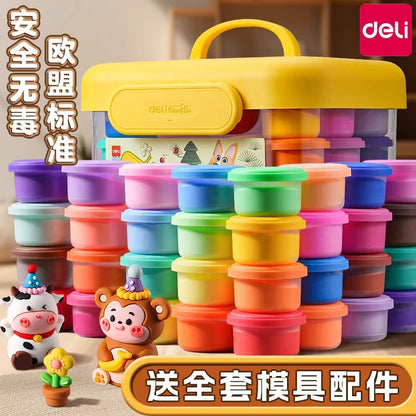 Deli YC186 Ultra Light Clay Plasticine Food Grade Light Clay Kids Dough Toy Set Tools