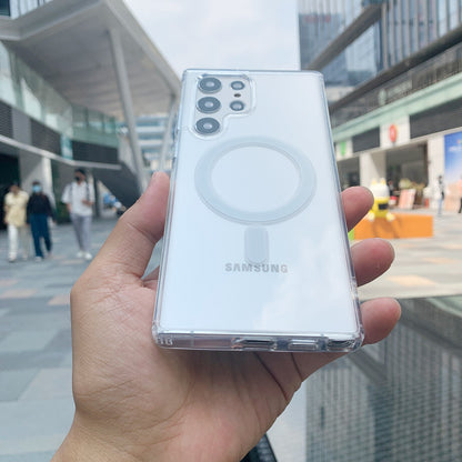 Compatible with Samsung S25ultra phone case, magnetic Magsafe foldable Z-Fold6, transparent S24plus hard case